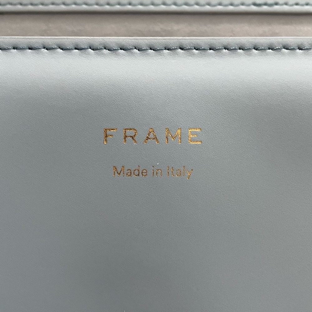 Frame Le Signature Mini Smooth Leather Crossbody Bag In Chambray Blue - Picture 8 of 9